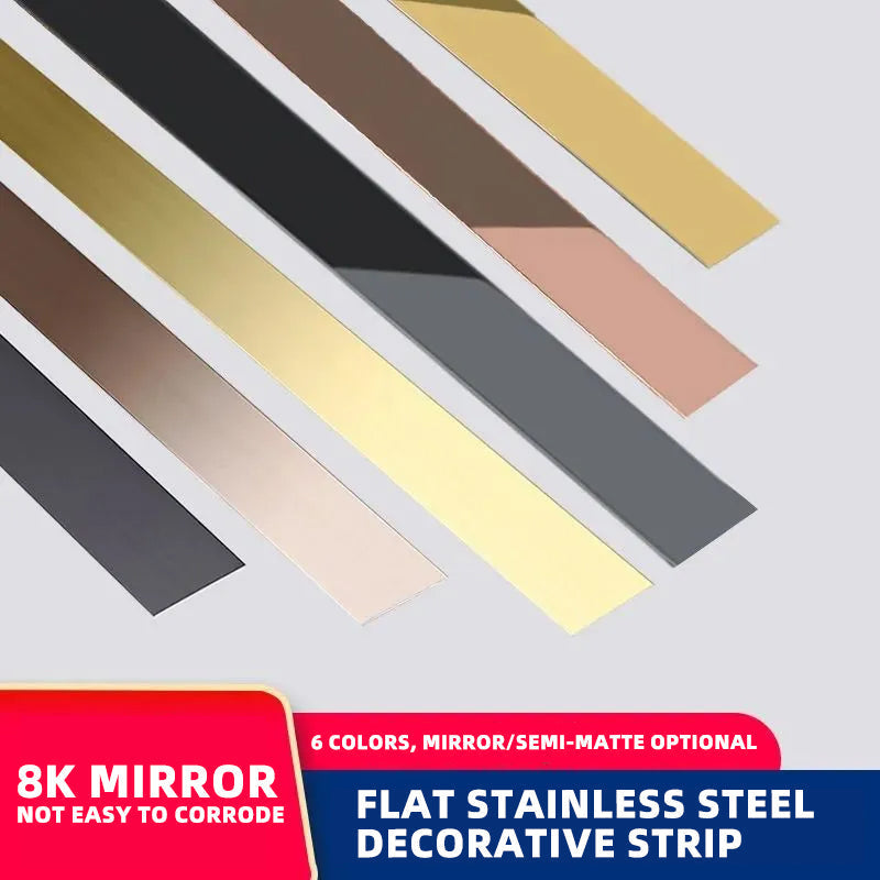8KS mirror stainless steel flat decorative strip background wall frame straight edge ceiling edge mirror metal self-adhesive line